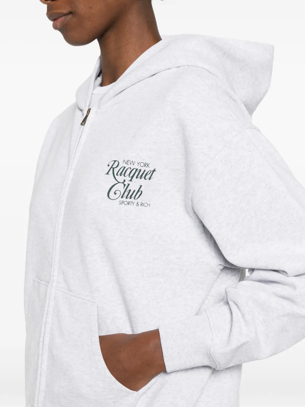 Sporty And Rich Zip-up Hoodie In White