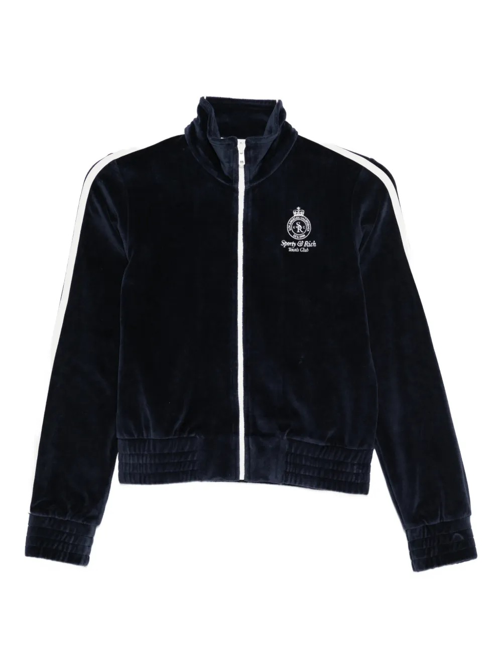 Sporty & Rich sleeve-stripe zipped sweatshirt - Blu