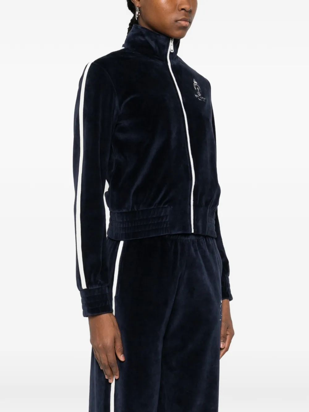 Sporty & Rich Sweater met rits en mouwstreep Blauw