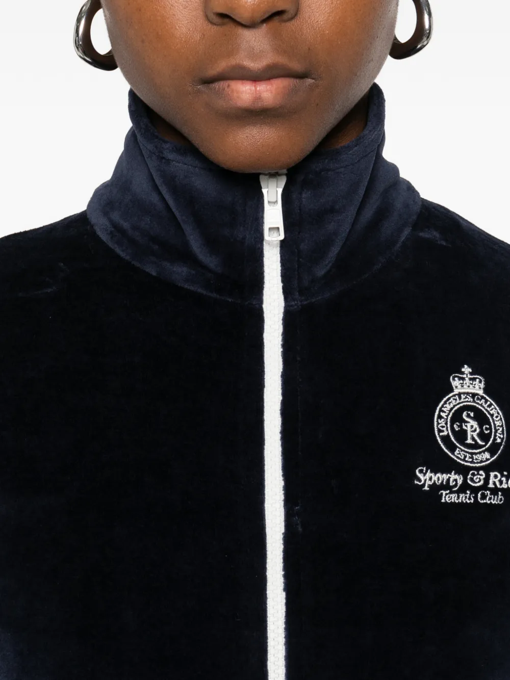 Sporty & Rich Sweater met rits en mouwstreep Blauw