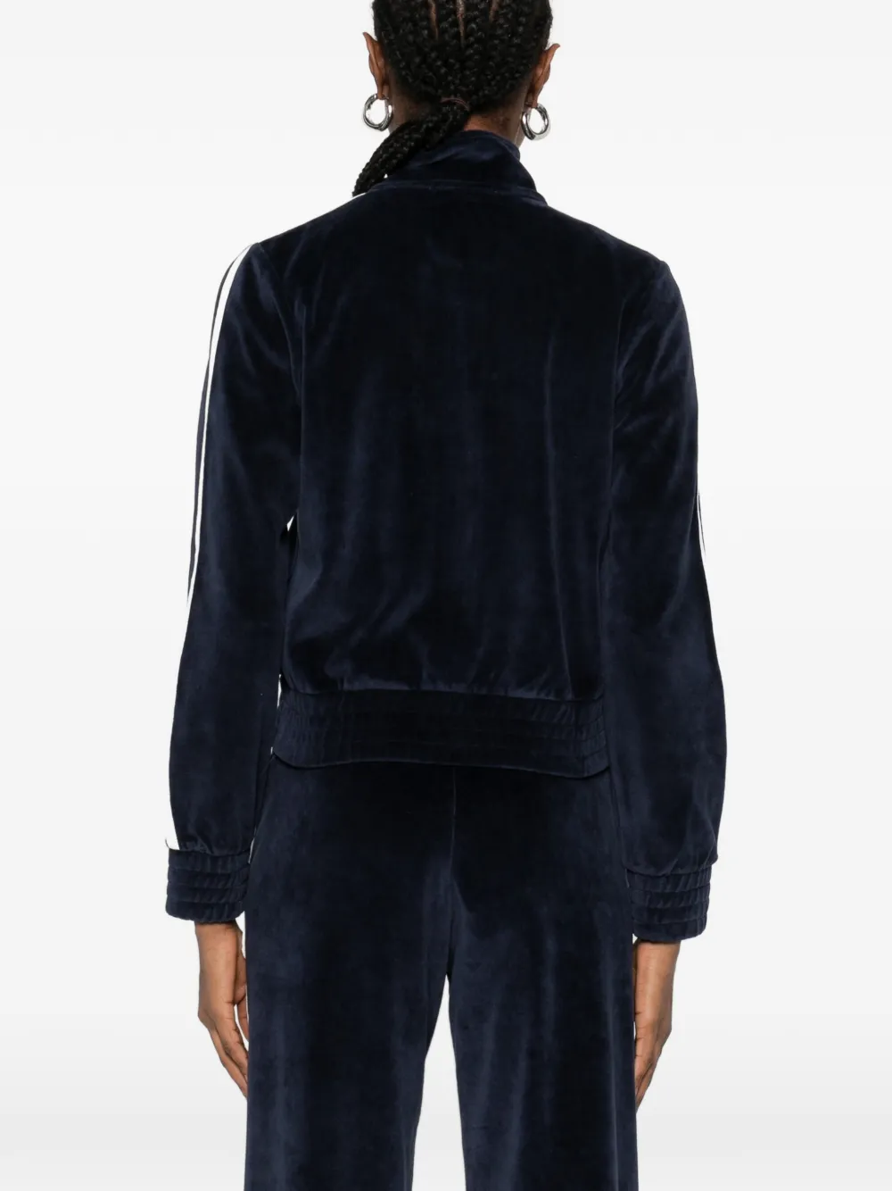 Sporty & Rich Sweater met rits en mouwstreep Blauw