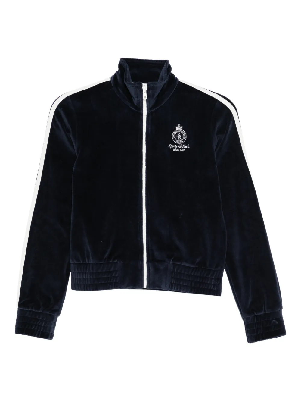 Sporty & Rich sleeve-stripe zipped sweatshirt - Blau