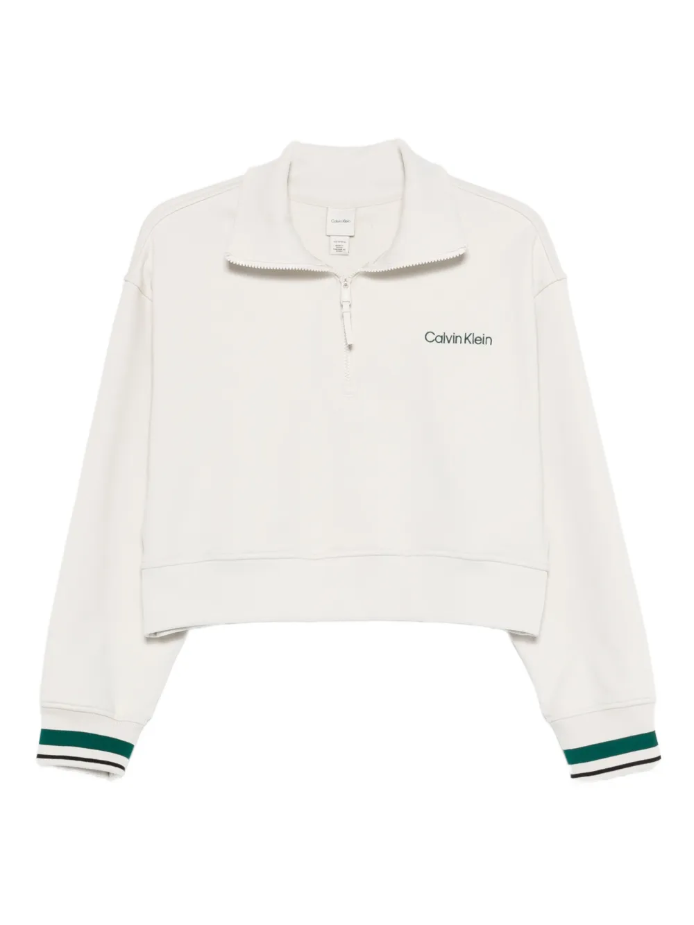 Calvin Klein zip-up ribbed sweatshirt | Neutrals | Image 1