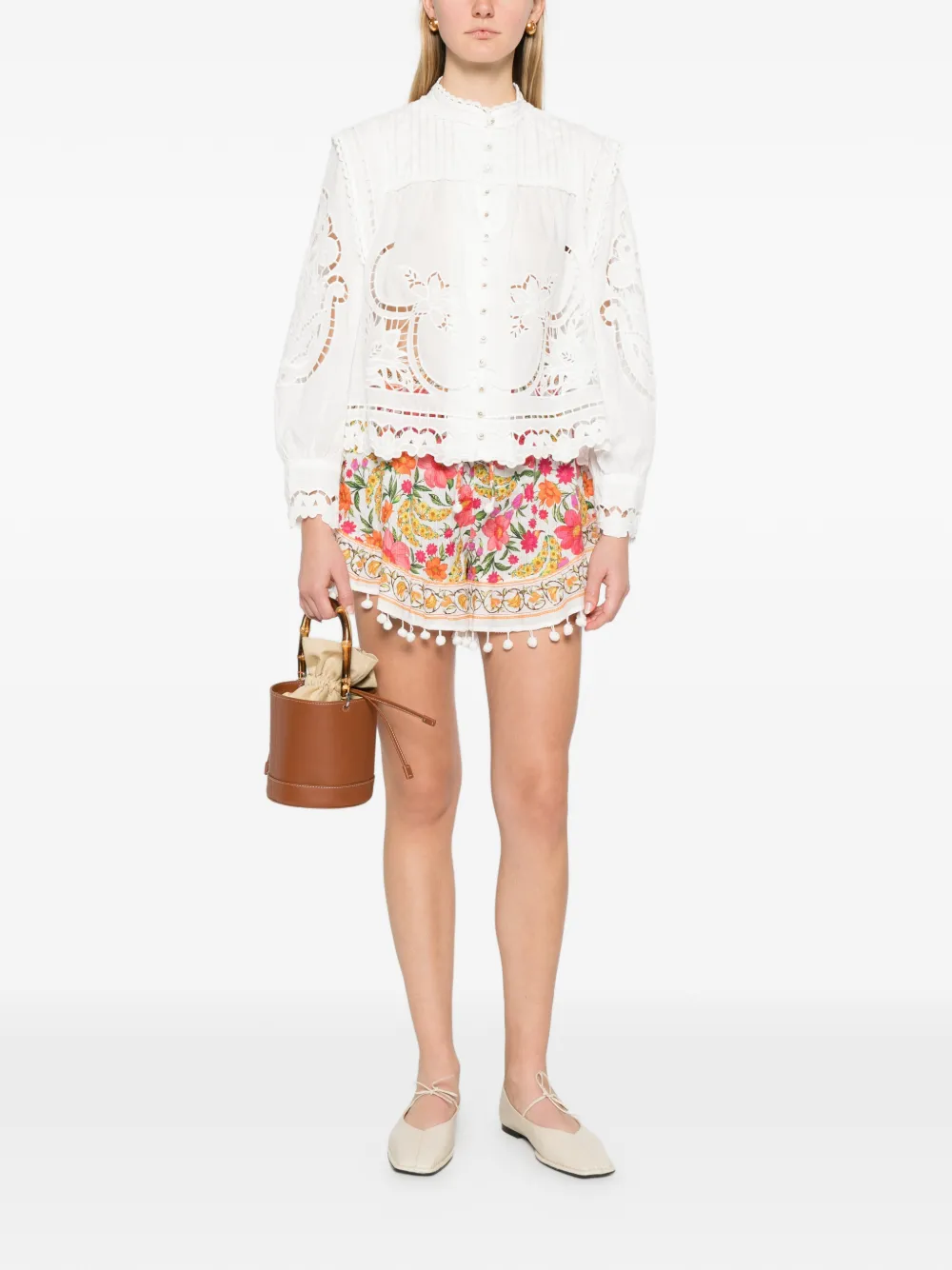 FARM Rio lace embroidered top - Wit