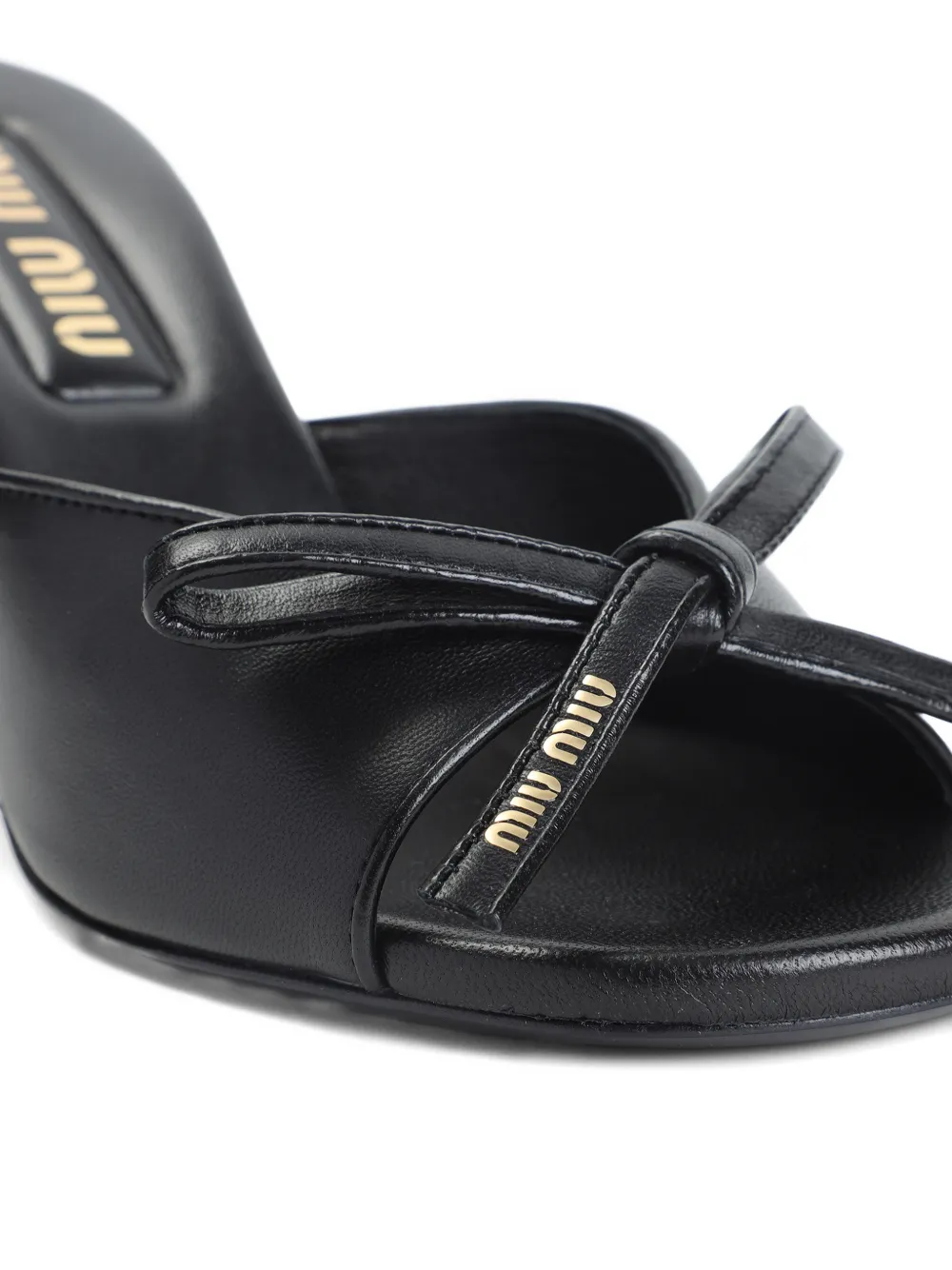 Miu 70 mm leren sandalen Zwart