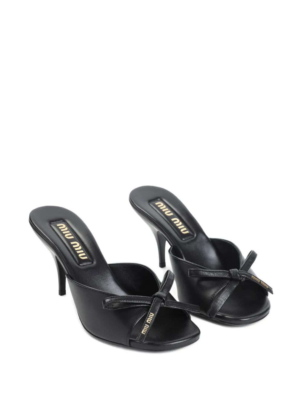 Miu 70 mm leren sandalen Zwart