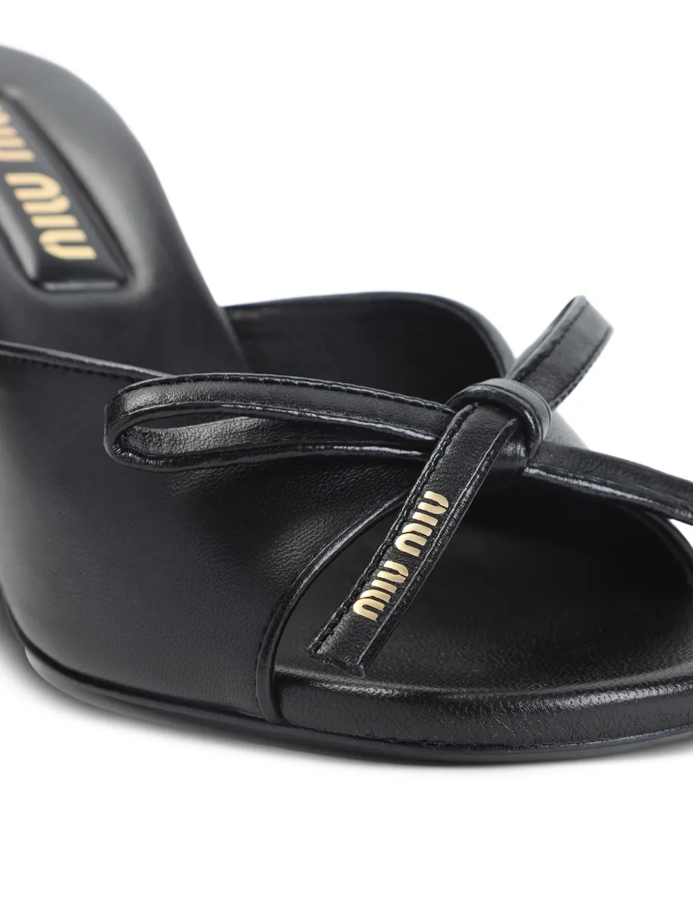 Miu 70 mm leren sandalen Zwart