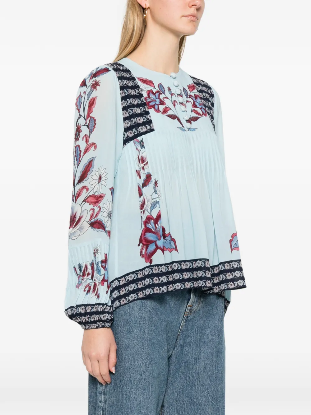 FARM Rio Marcelle geplooide blouse met bloemenprint Blauw