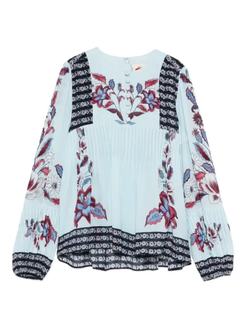 FARM Rio Marcelle floral-print pleated blouse