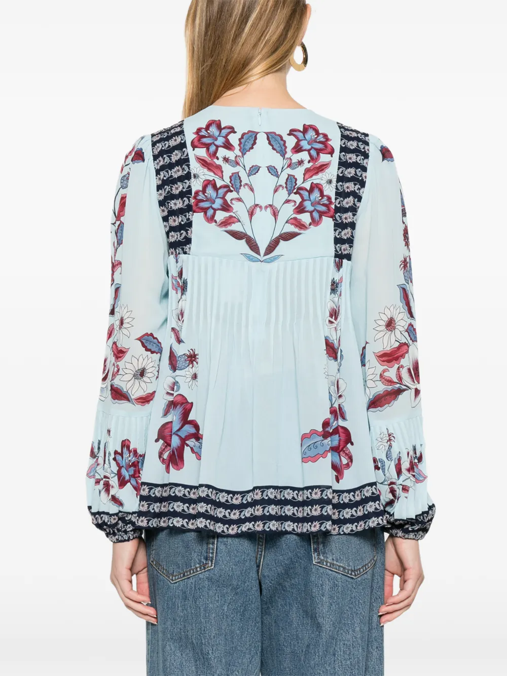 FARM Rio Marcelle geplooide blouse met bloemenprint Blauw
