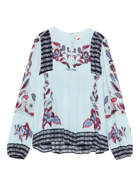 FARM Rio Marcelle floral-print pleated blouse