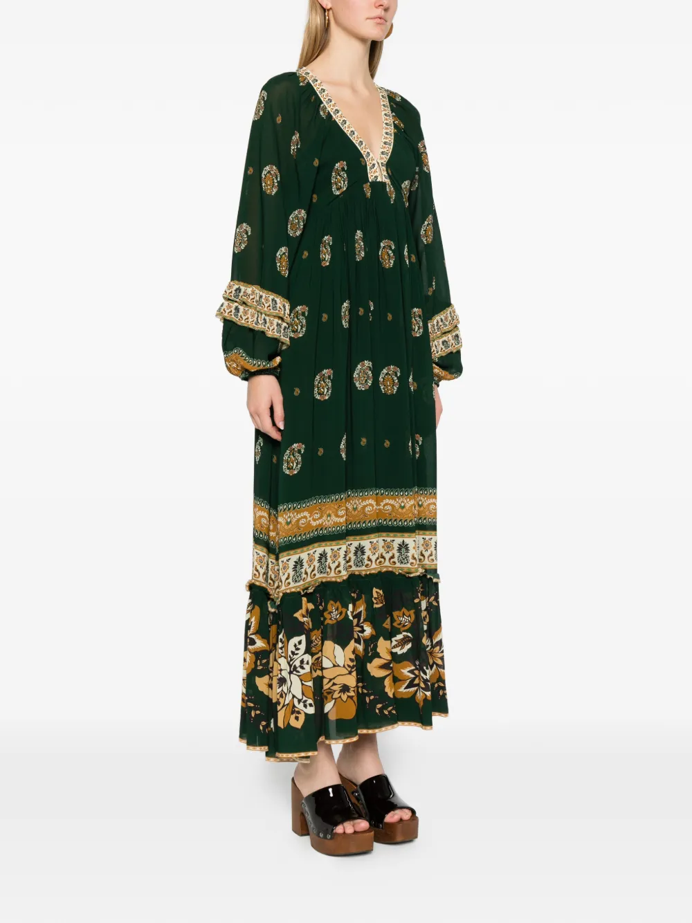 FARM Rio Maxi-jurk met bloemenprint Groen