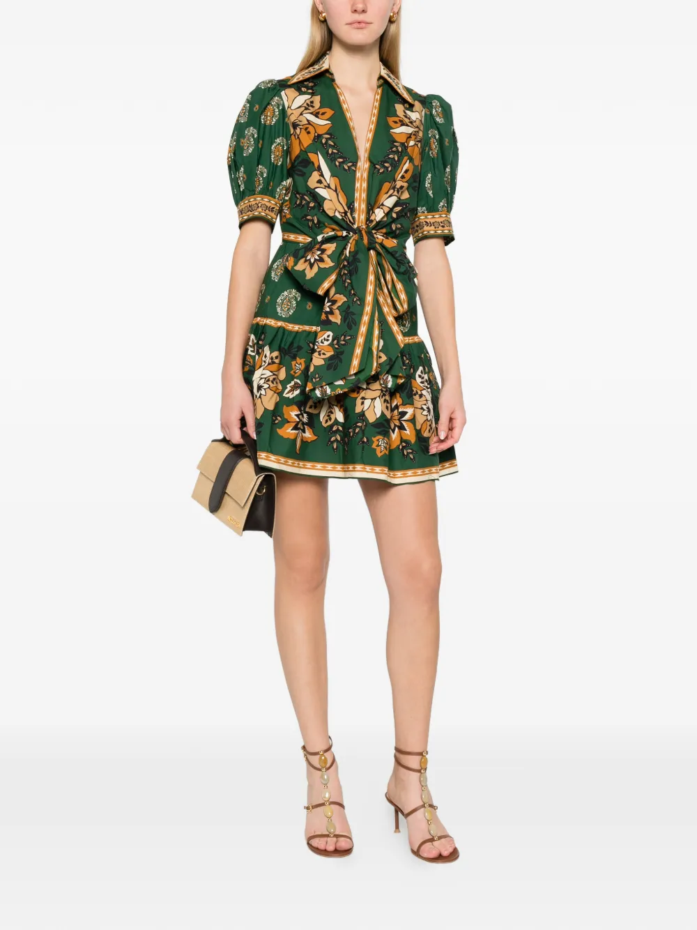 FARM Rio floral-print tie dress - Groen