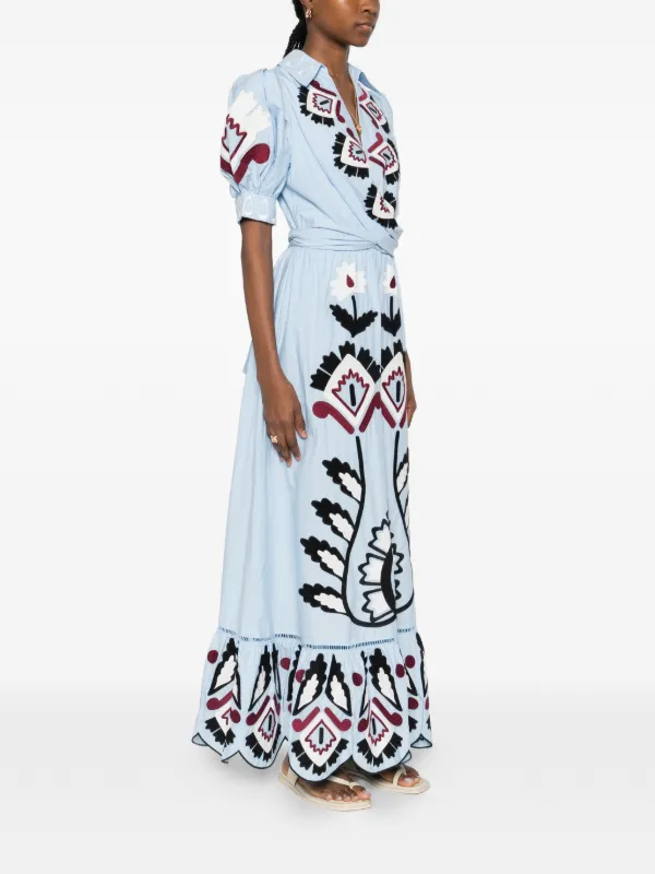 FARM Rio Embroidered puff-sleeve Maxi Dress | Blue | FARFETCH ID FARM Rio Embroidered puff-sleeve Maxi Dress | Blue | FARFETCH ID