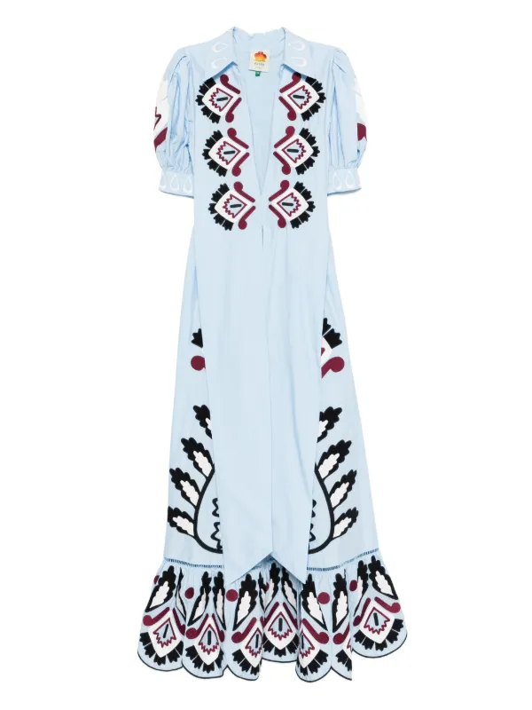 princess polly baby blue dress Blue Artisanal Short Sleeve Maxi Dress Farm Rio Blue / XS