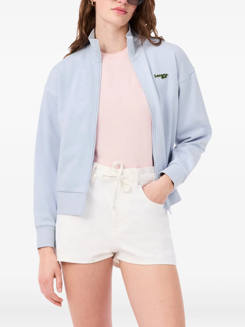 Lacoste blouse met rits Blauw