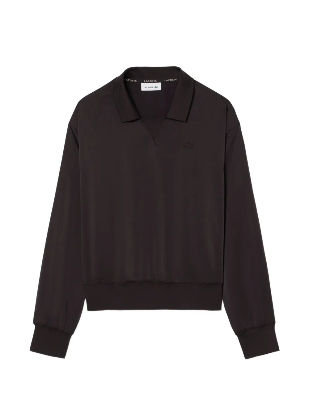 Lacoste relaxed-fit satin polo top - Marrone
