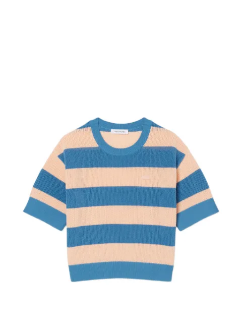 Lacoste t-shirt rayé en maille à col rond
