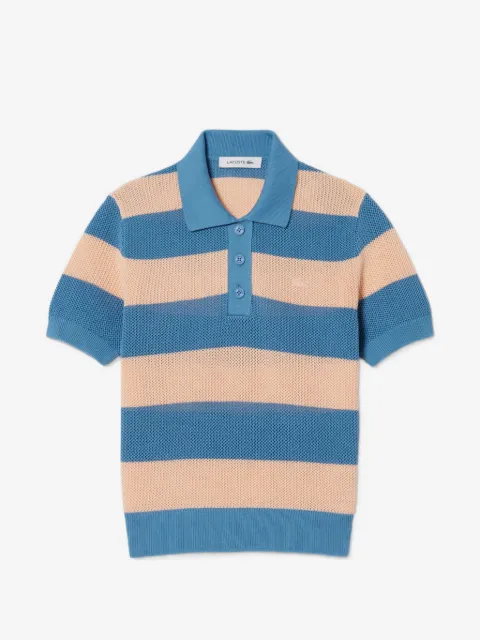 Lacoste striped mesh polo shirt