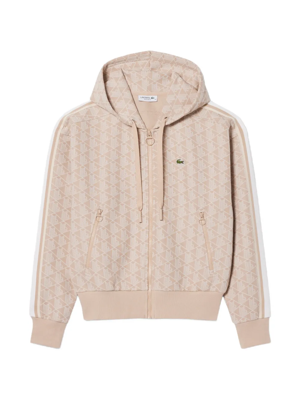 Lacoste geometric-monogram hoodie - Nude