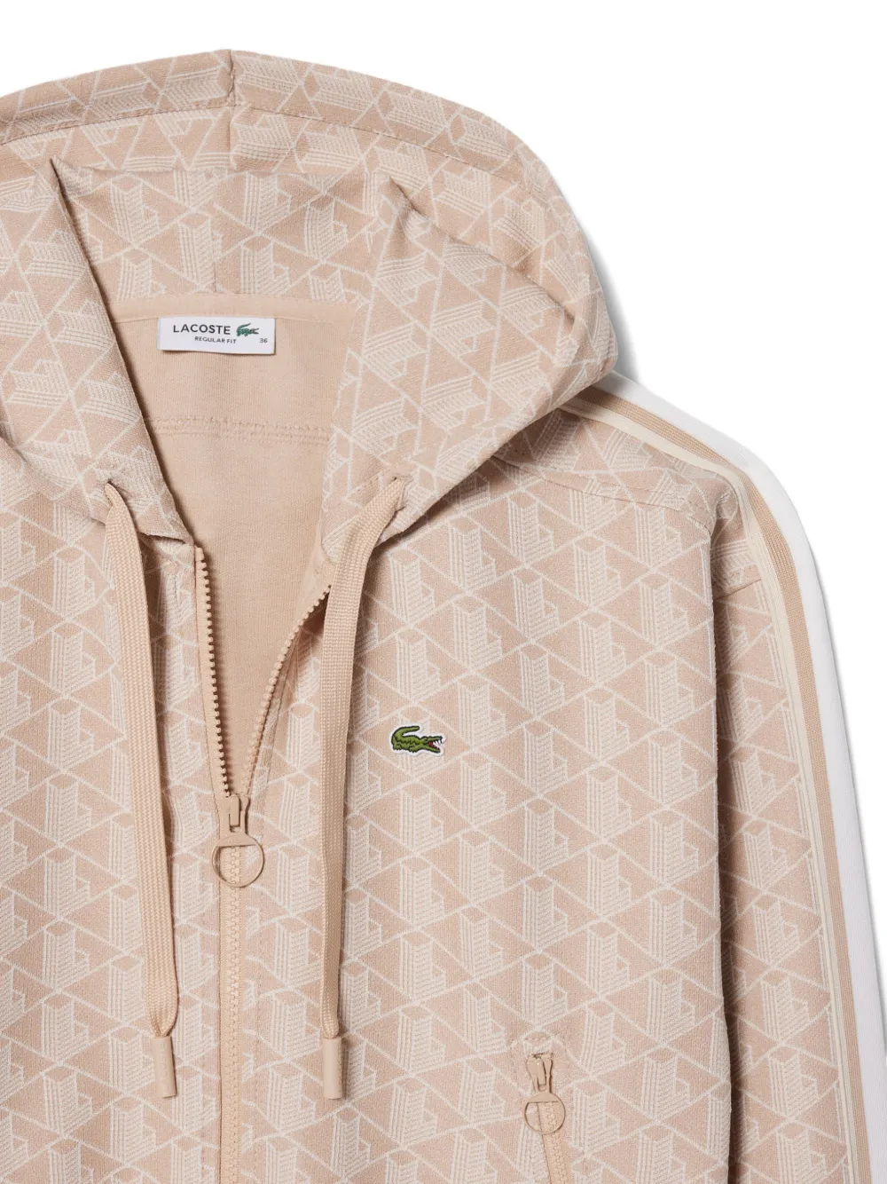 Lacoste Hoodie met monogram-jacquard Beige
