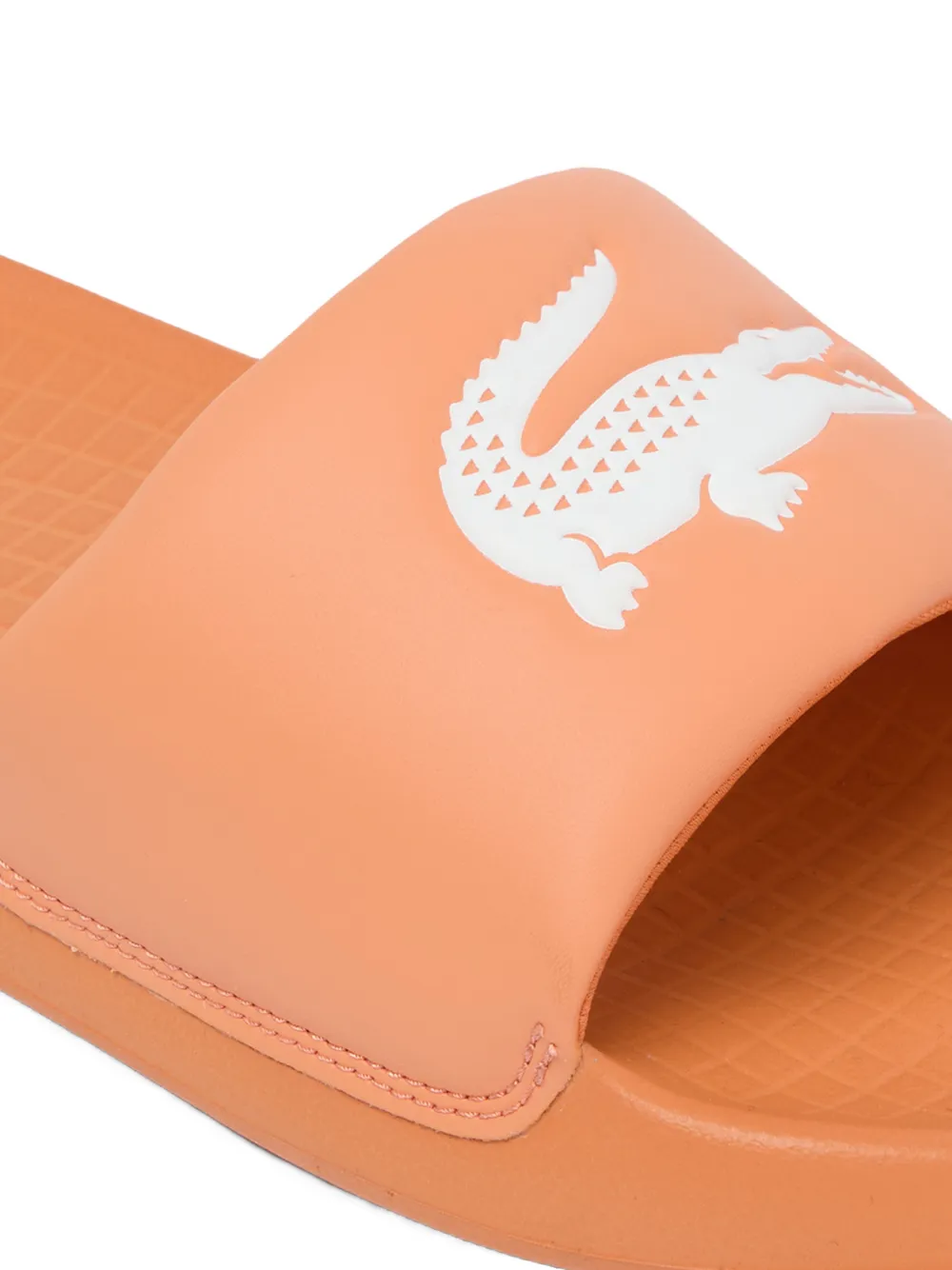 Lacoste Serve slippers met krokodillen-reliëf Oranje