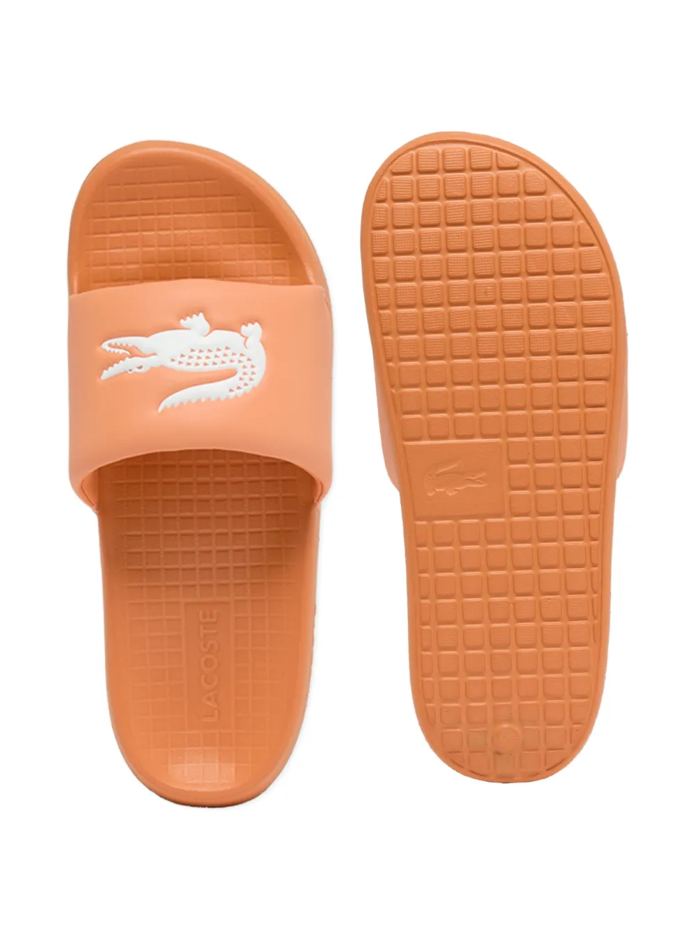 Lacoste Serve slippers met krokodillen-reliëf Oranje