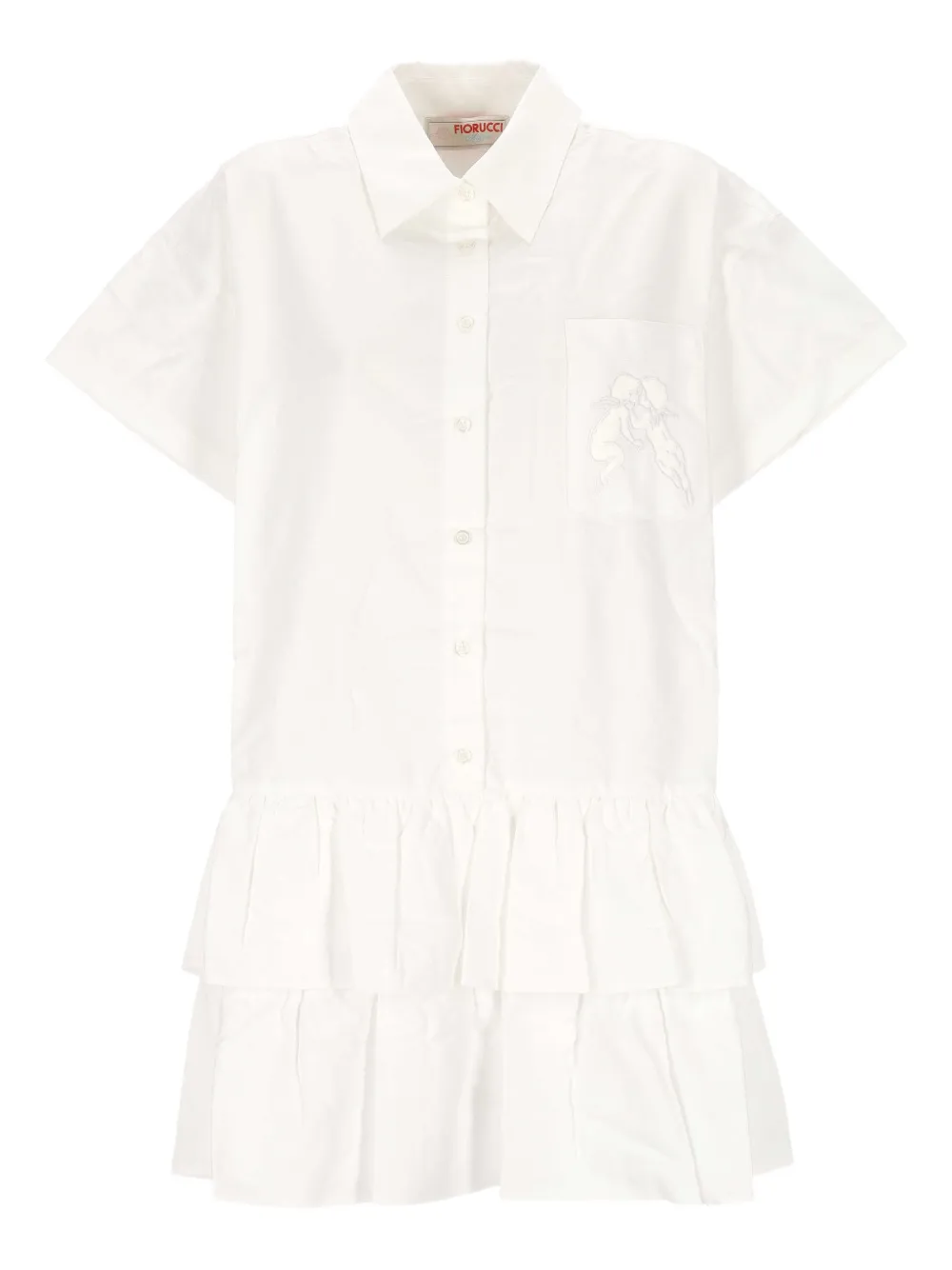 Fiorucci ruffled angels-detail shirt dress - Bianco
