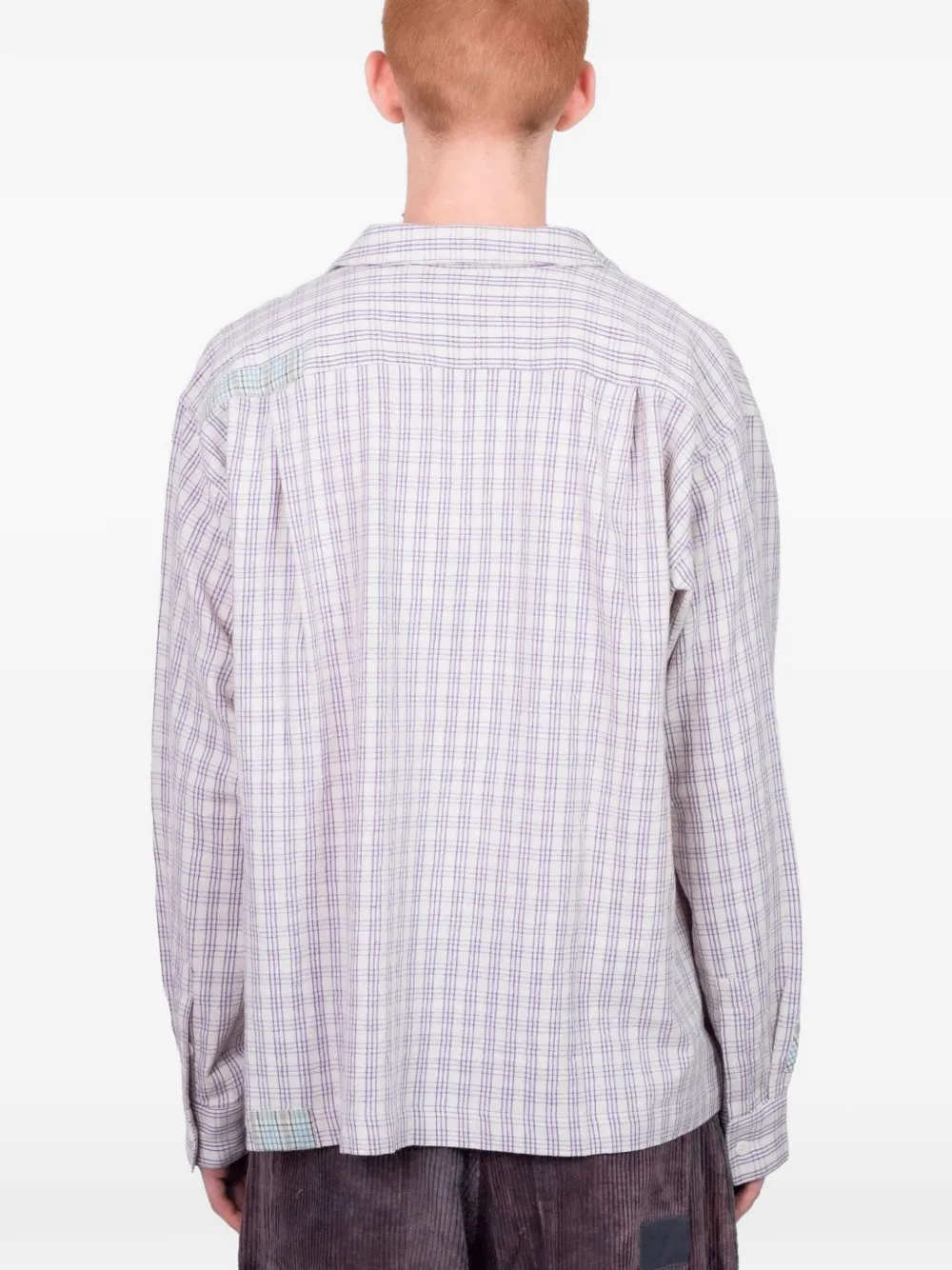  Story Mfg. Greetings Check Patchwork Shirt - White 