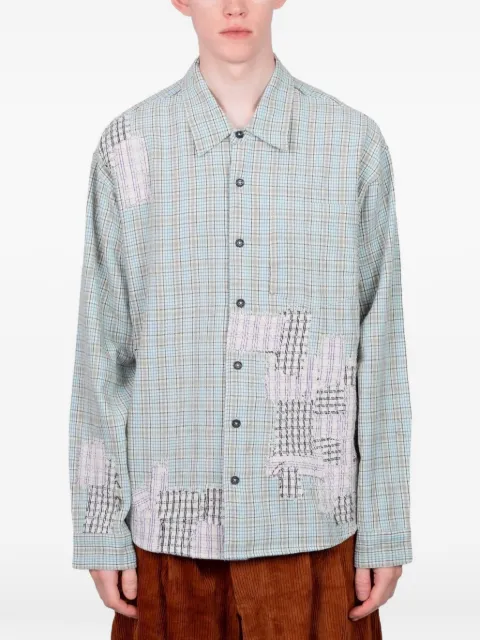 STORY mfg. patchwork plaid shirt