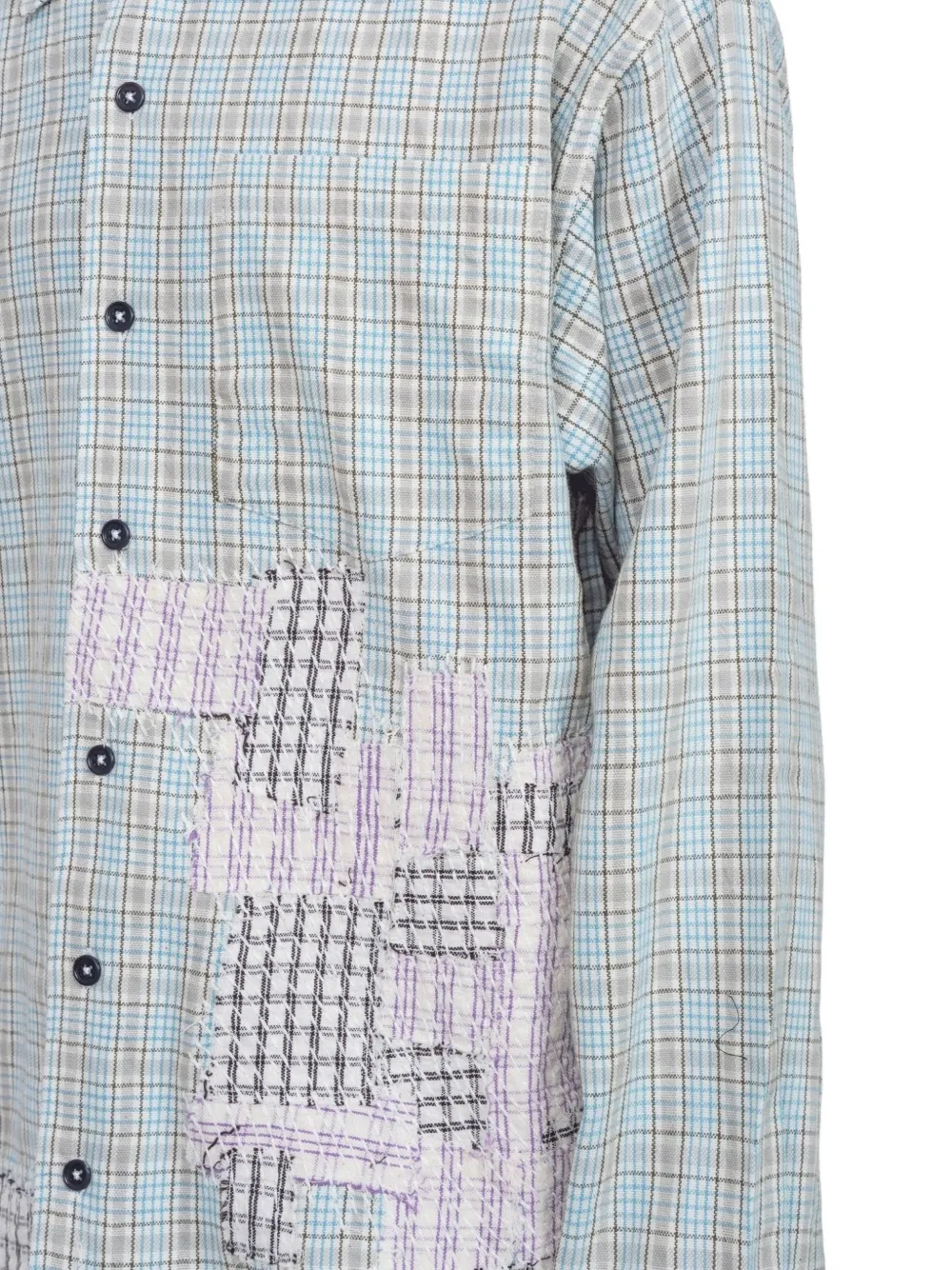 STORY mfg. パッチワーク チェック シャツ | ブルー | FARFETCH JP