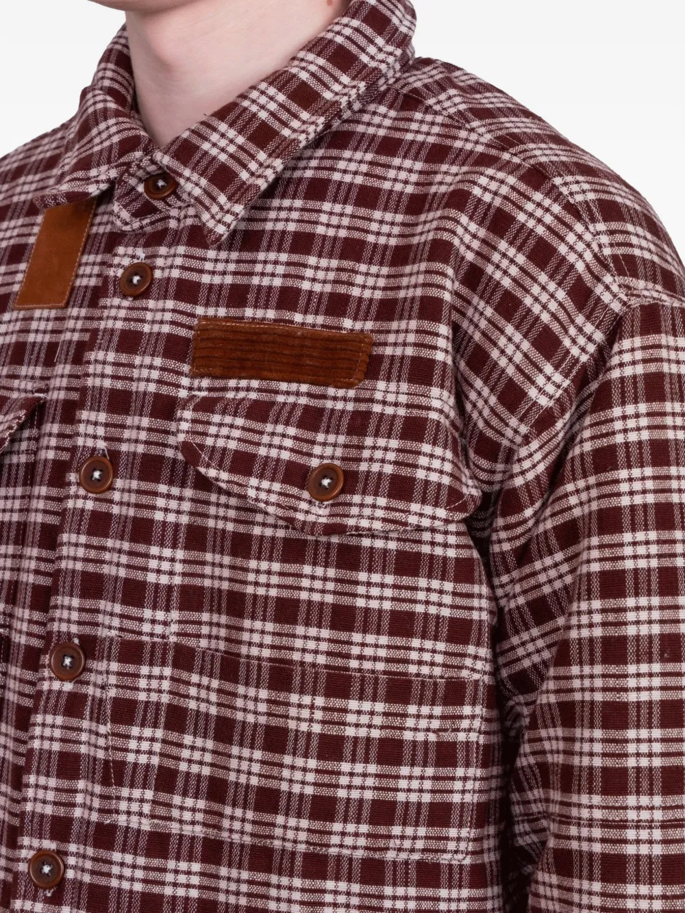 STORY mfg. Harvest shirtjack met patchwork Bruin