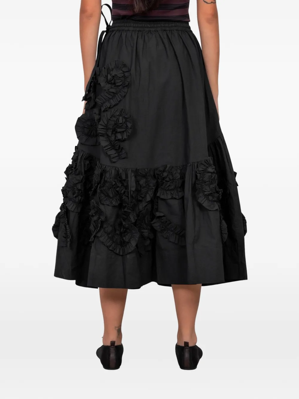 STORY mfg. Orbit ruffled midi skirt - Zwart