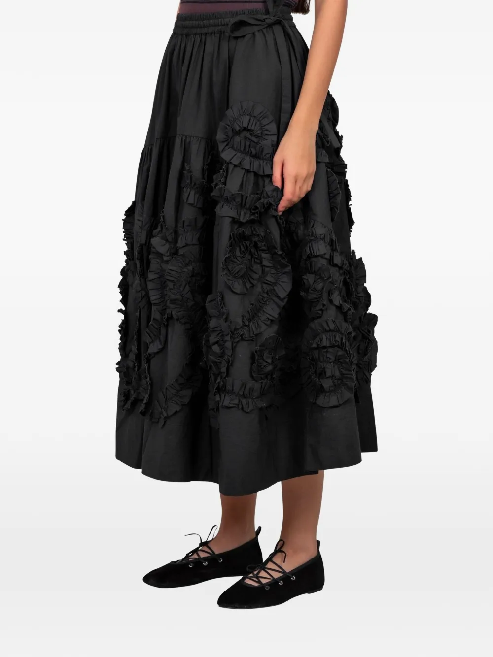 STORY mfg. Orbit ruffled midi skirt - Schwarz