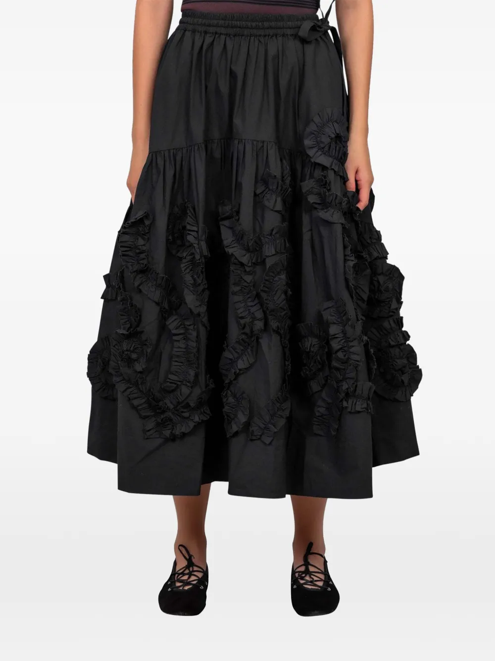 STORY mfg. Orbit ruffled midi skirt - Schwarz