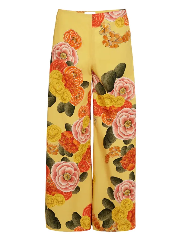 Giambattista Valli Floral Trousers in Yellow