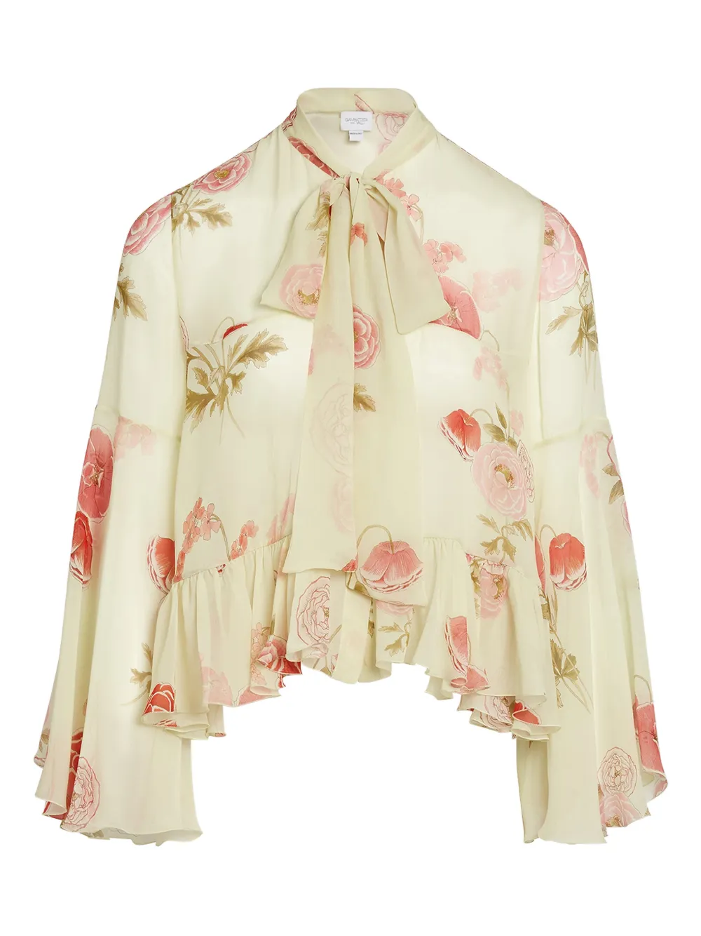 Giambattista Valli ruffled floral blouse | Neutrals | Image 1