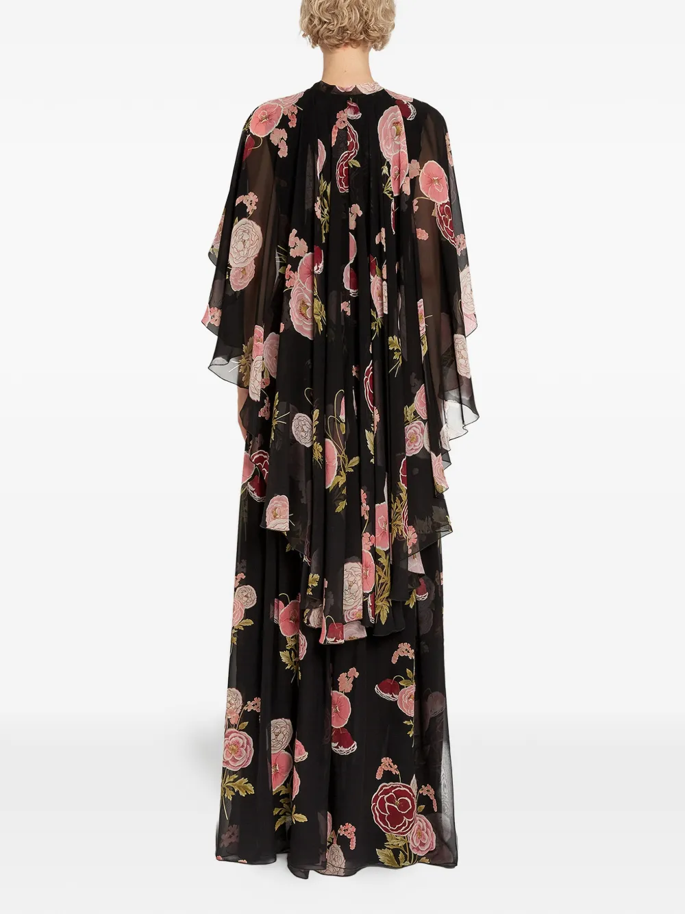 Giambattista Valli Maxi-jurk met gestrikte hals en bloemenprint Zwart