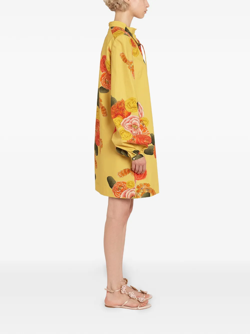 Tie-Neck Floral Dress