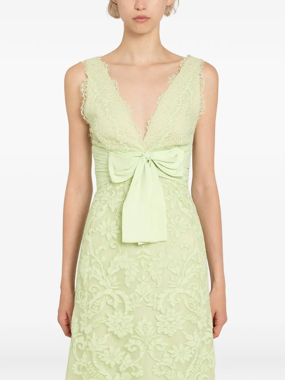 Lace Bow-Detail Maxi Dress