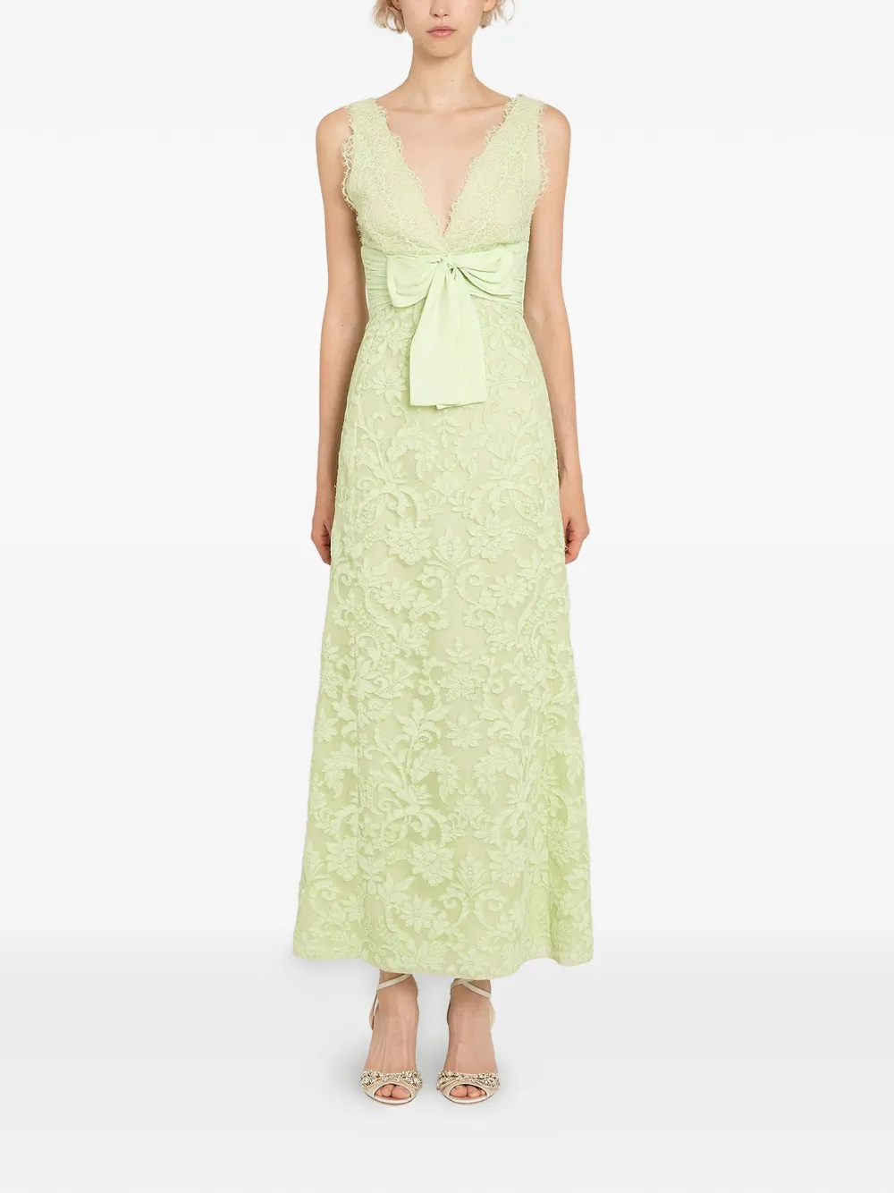 Lace Bow-Detail Maxi Dress