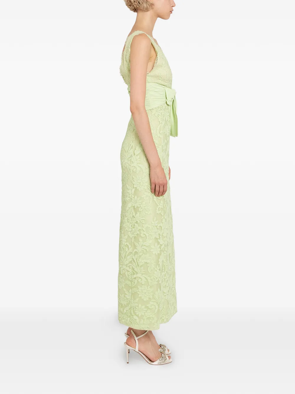 Lace Bow-Detail Maxi Dress