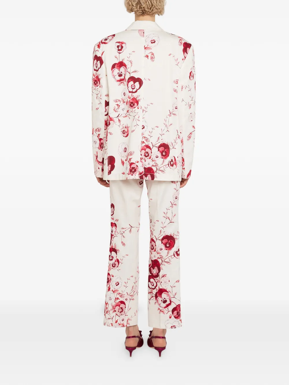 Giambattista Valli Jack met dubbele rij knopen en bloemenprint Beige