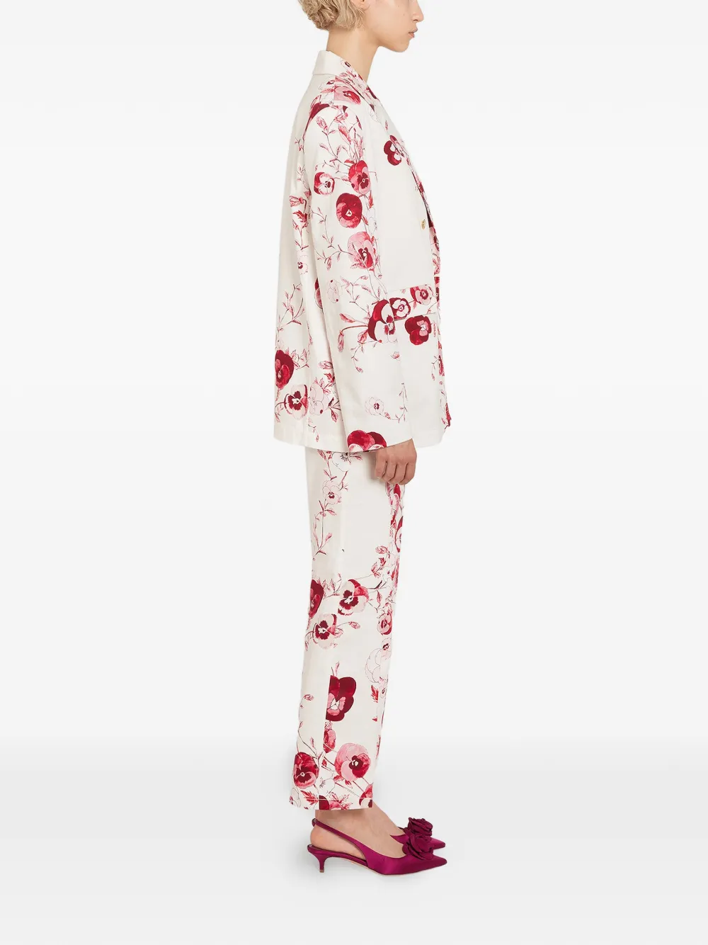 Giambattista Valli Jack met dubbele rij knopen en bloemenprint Beige
