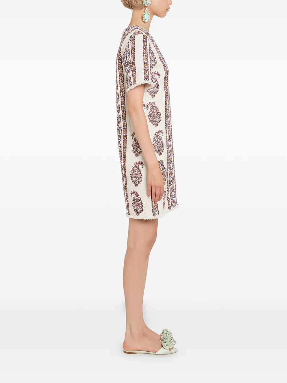  Giambattista Valli Fringed Patterned Mini Dress - Neutrals 