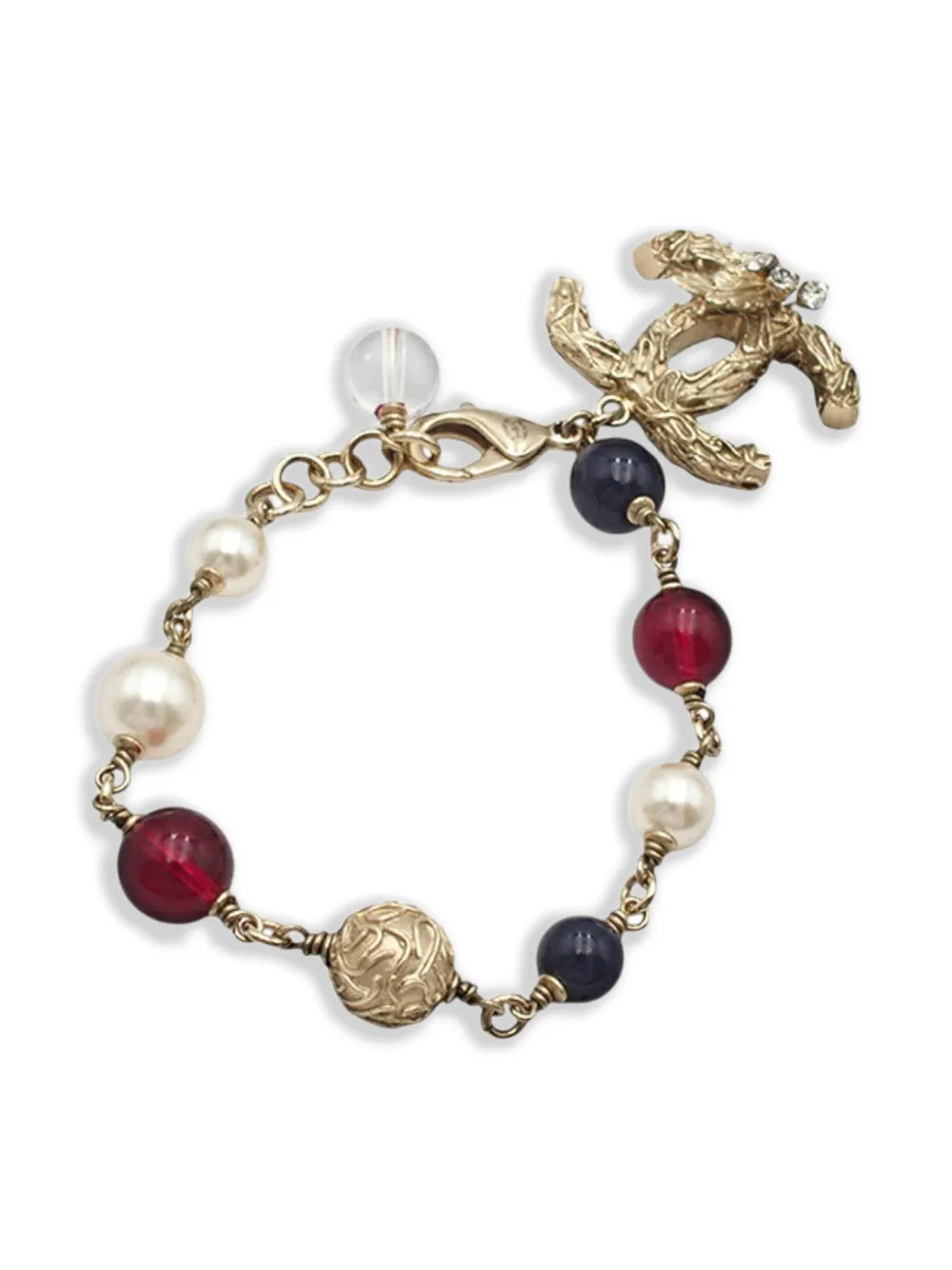 CHANEL Pre-Owned 2014 CC Gold Plated Faux Pearl Beaded Bracelet costume bracelet - Oro