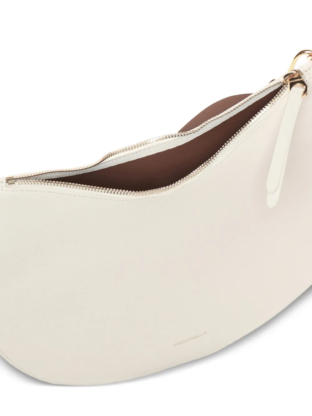 Coccinelle Medium Sunup leren schoudertas met rits Beige