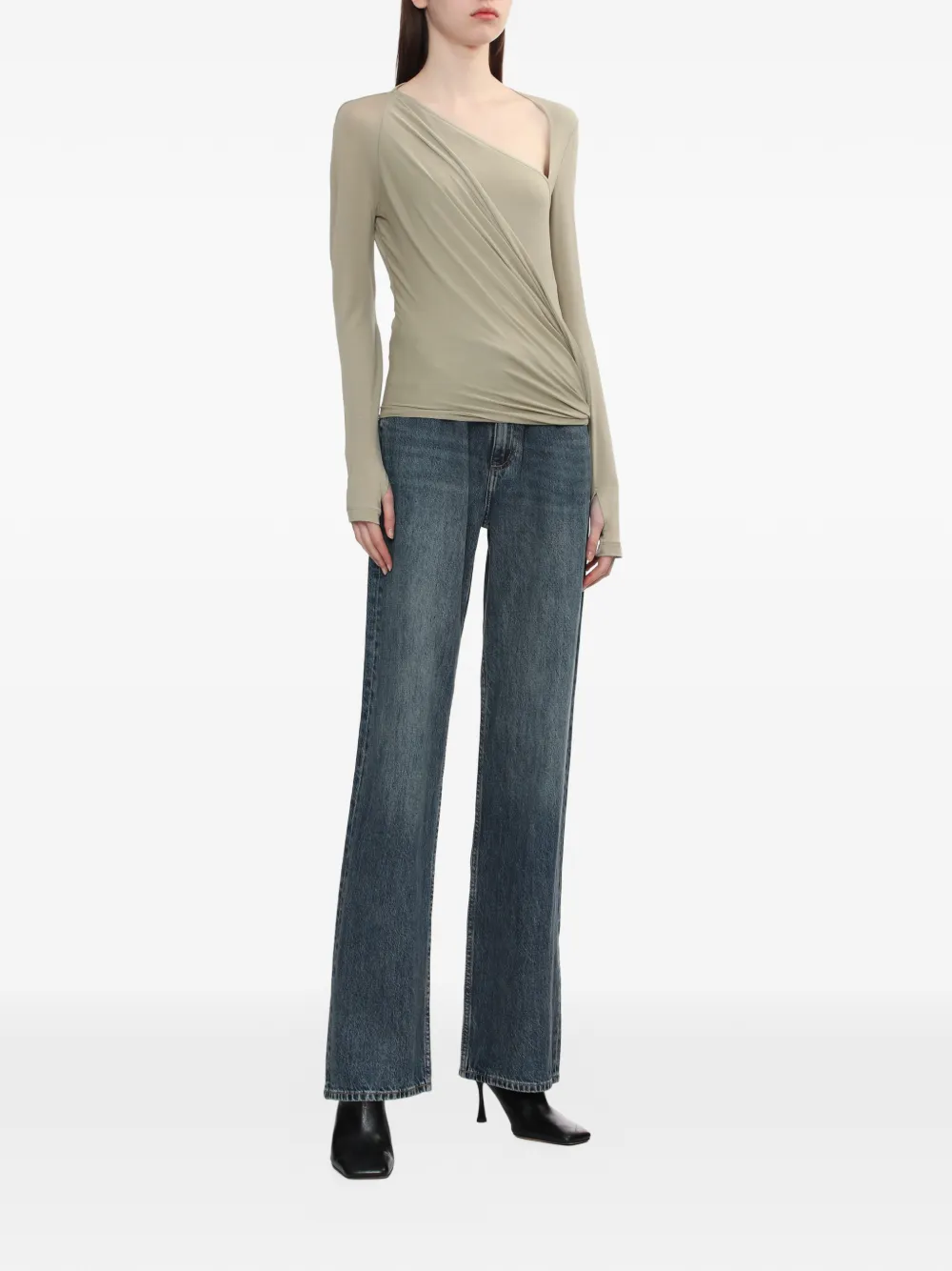 Helmut Lang asymmetric draped top - Beige