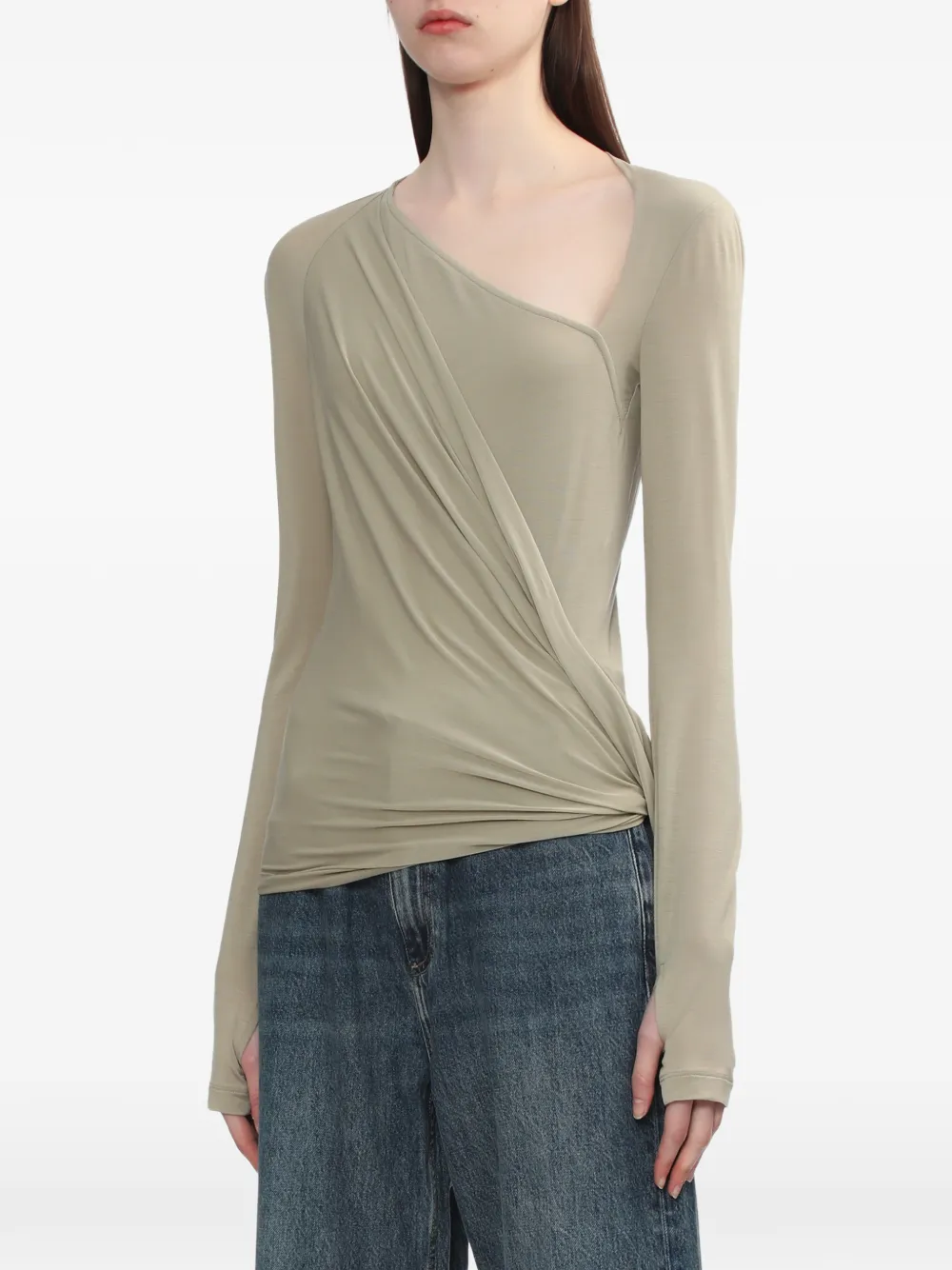 Helmut Lang Asymmetric Draped Top - Neutrals 