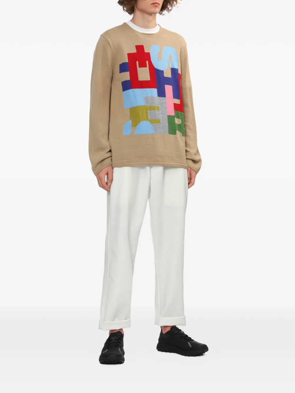 Comme Des Gar&ccedil;ons Shirt letters-detail sweater - Beige